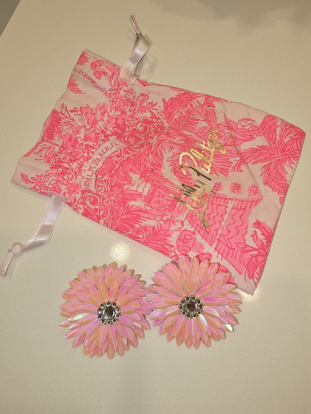 EUC Lilly Pulitzer Slice Of Sunshine Earrings With Pouch